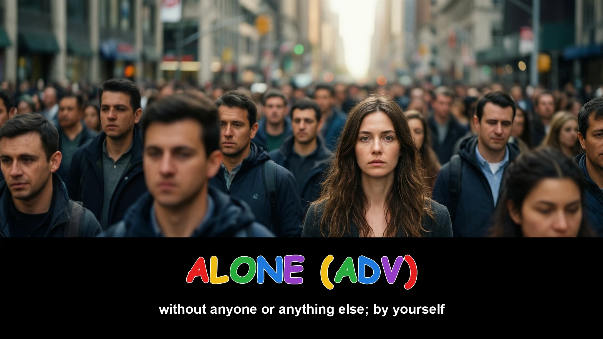 English Illustration for alone (adv)